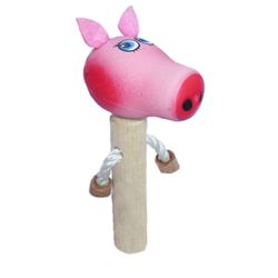 Wooden toy pop gun Piggy