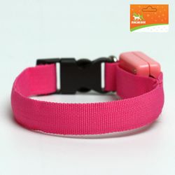 Пижон / Dude / Collar luminous narrow for small dogs, 26 x 1.5 cm, pink