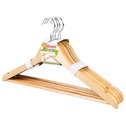 ЛЮБАША / Economy coat hangers, size 48-50, SET of 5 pieces, wooden, crossbar, pine color