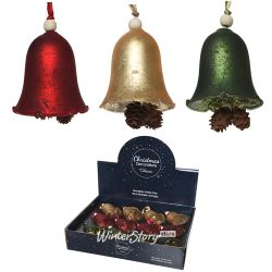 Kaemingk / Set de décorations pour arbres de Noël Forest Bells 8 cm, 12 pcs, verre