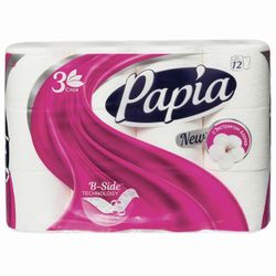 PAPIA / Toilet paper, 3-ply household (12x16.8 m), white, solder 12 pcs.