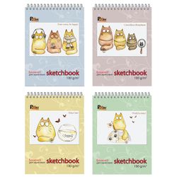 Sketchbook, white paper 100 g / m2, 155x205 mm, 60 sheets, comb, rigid backing