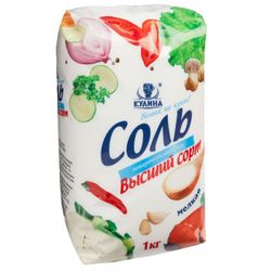 С.Пудовъ / S.Pudov / Food table salt, top grade "Kulina" 1 kg