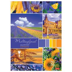HATBER / Notebook A4, 96 sheets, staple, cage, cardboard cover, "Colorful world" / 6 pcs.