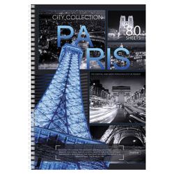HATBER / Тетрадь А4, 80 л., спираль, клетка, выборочный лак, "CITY COLLECTION" ("ГОРОДА") / 8 шт.