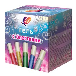 BEAM / Gels with glitter "Glitter" SET 30 pcs., 5 colors, in tubes of 5 ml, in display