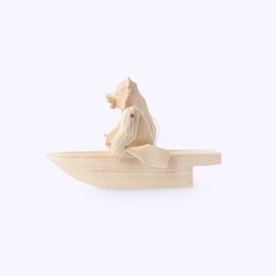 Богородская игрушка / Wooden souvenir "Bear in a boat"