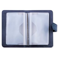 GALANT / Business card holder / single-row card holder "Contract", for 24 cards, crocodile skin imitation, fastener, blue