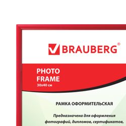 Frame 30x40 cm, plastic, baguette 12 mm, BRAUBERG HIT2, wine, glass