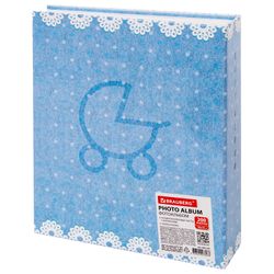 Photo album BRAUBERG "Baby shoes" for 200 photos 10x15 cm, hard cover, thermal glue, blue, 39114