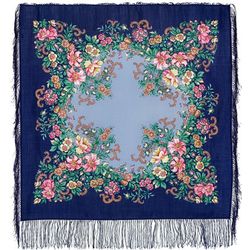 Павловопосадский платок / Evening Garden shawl with silk fringe