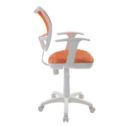 Armchair CH-W797 / OR / GIRAFFE with armrests, orange with a pattern, white plastic