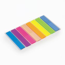 Bookmark adhesive STAFF, NEON plastic, 45х8 mm, 8 colors x 20 sheets, plastic base