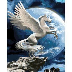 Опт-картина / Pintura por números 40x50 Pegaso blanco