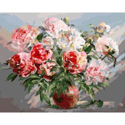 Опт-картина / Painting by numbers 40x50 Peonies