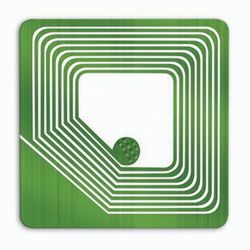Self-adhesive anti-theft radio frequency labels, 40x40 mm, white, roll of 1000 pcs.
