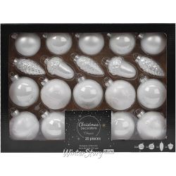 Kaemingk / Set of glass Christmas tree decorations Holiday Brilliance 6-7 cm white, 20 pcs