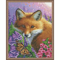 ВанГогВоМне / VanGogVoMne / Diamond mosaic "Fox in flowers" 40x50 cm