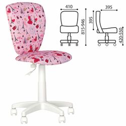 Children's chair "POLLY GTS white" without armrests, pink with a pattern