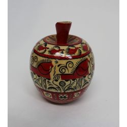 Беломорские узоры / The box is wooden "Apple" Mezenskaya painting 6.5 cm