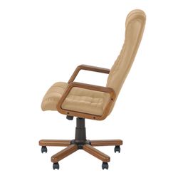 Office chair "Atlant extra", leather, wood, beige
