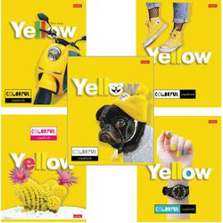 HATBER / Notebook A5, 96 sheets, staple, cage, selective varnish, "YELLOW" / 12 pcs.