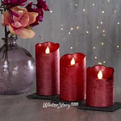 Kaemingk / LED candle Living Flame 15 cm red wax battery operated, timer