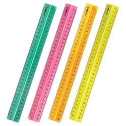 Ruler, plastic, 30 cm, STAMM "Crystal Neon", with holder, neon, assorted