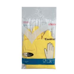 VILEDA / Household rubber gloves "Contract" with cotton spraying, size XL (very large), yellow