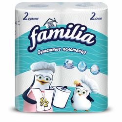 FAMILIA / White 2-layer household paper towels (2x12.5 m), 23x13 cm, soldered 2 pcs.