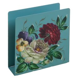 Жостово / Square napkin holder "Roses"