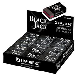 Ластик BRAUBERG "BlackJack", 40х20х11 мм, черный, прямоугольный, термопластичная резина, картонный держатель