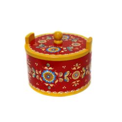 Беломорские узоры / The little box "Shenkurskiy red-painted" round 11 cm