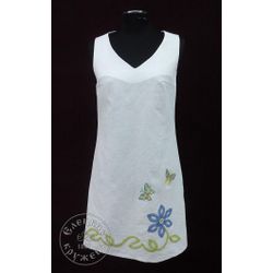 Елецкие кружева / Yelets lace / Women's white linen dress "Flower"