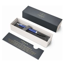 Ballpoint pen PARKER "Core Urban Nightsky Blue CT", building dark blue lacquer, chrome, blue