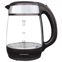 KETTLE NATIONAL NK-KE17315, 1.7 litres, 2200 w, closed heating element, glass, black