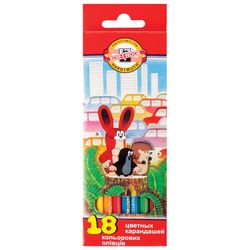 Lápices de colores KOH-I-NOOR "Mole", 18 colores, mina 3,2 mm, afilados, suspensión euro