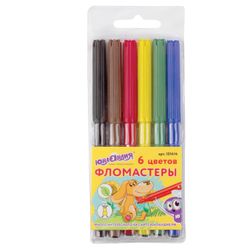 The markers are INLANDIA 6 colors, "DRAWING LESSONS", ventilated cap, PVC