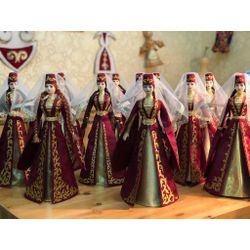 Asik / Ossetian doll in a velvet robe and handmade embroidery, 35 cm
