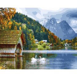 Опт-картина / Pintura por números 40x50 Cisnes no lago