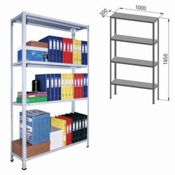 Shelving metal PRACTICE "MS", 1850 x1000 x300 mm, 4 shelves