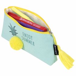 Pencil case-cosmetic bag BRAUBERG, canvas surround applications, "Ananas", 20х3х9 cm