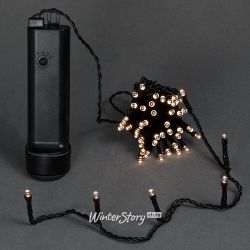 Kaemingk / LED string with batteries 96 warm white LED lamps 7.1 m, black PVC, controller, timer, IP44