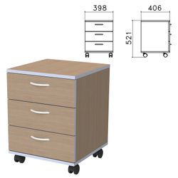 Drawer unit "Budget", 398x406x521 mm, 3 drawers, ontario walnut