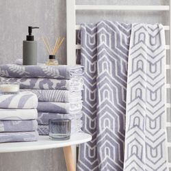 Этель / Ornament gray terry towel, 100x150 cm, 100% cotton, 420 g / m2