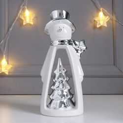 Сималенд / Ceramic souvenir "Snowman in a top hat, with a Christmas tree"