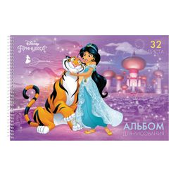 HATBER / Album for drawing "Princess-DISNEY" (5 types), 205x300 mm, 32 sheets A4, spiral, sparkles