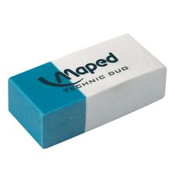 Eraser MAPED (France) "Technic Duo" 39х17,6x12,1 mm, white-blue, rectangular, synthetic rubber