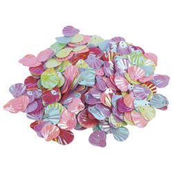 Lantejoulas para criatividade "Conchas", brilhantes, cores sortidas, 5 cores, 15 mm, 20 gramas, ILHA DE TESOUROS