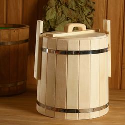 Добропаровъ / Baignoire en tilleul, 15L, cerceau inox, avec couvercle